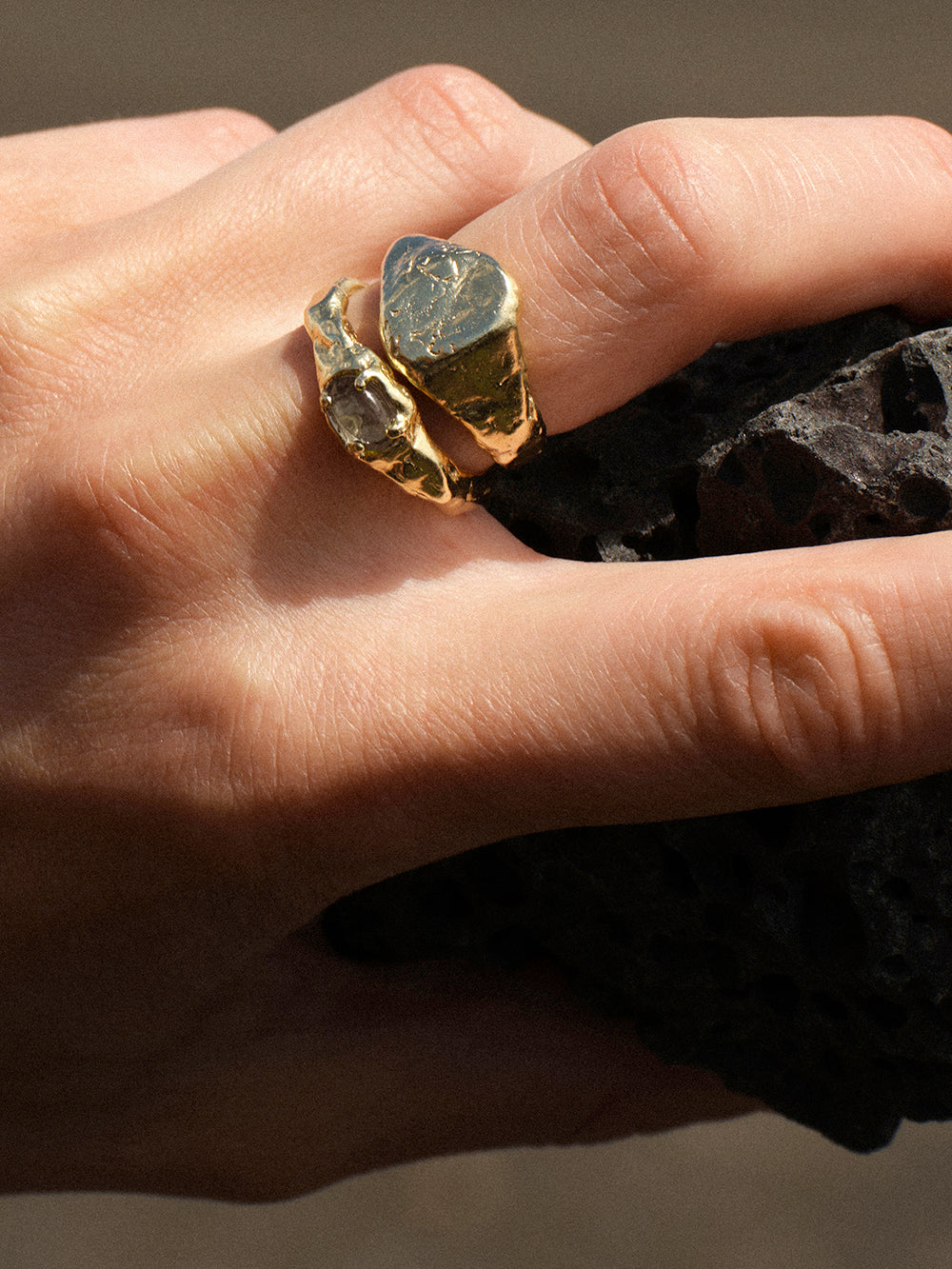 Catch - Smokey Quartz | Gold Plated Silver