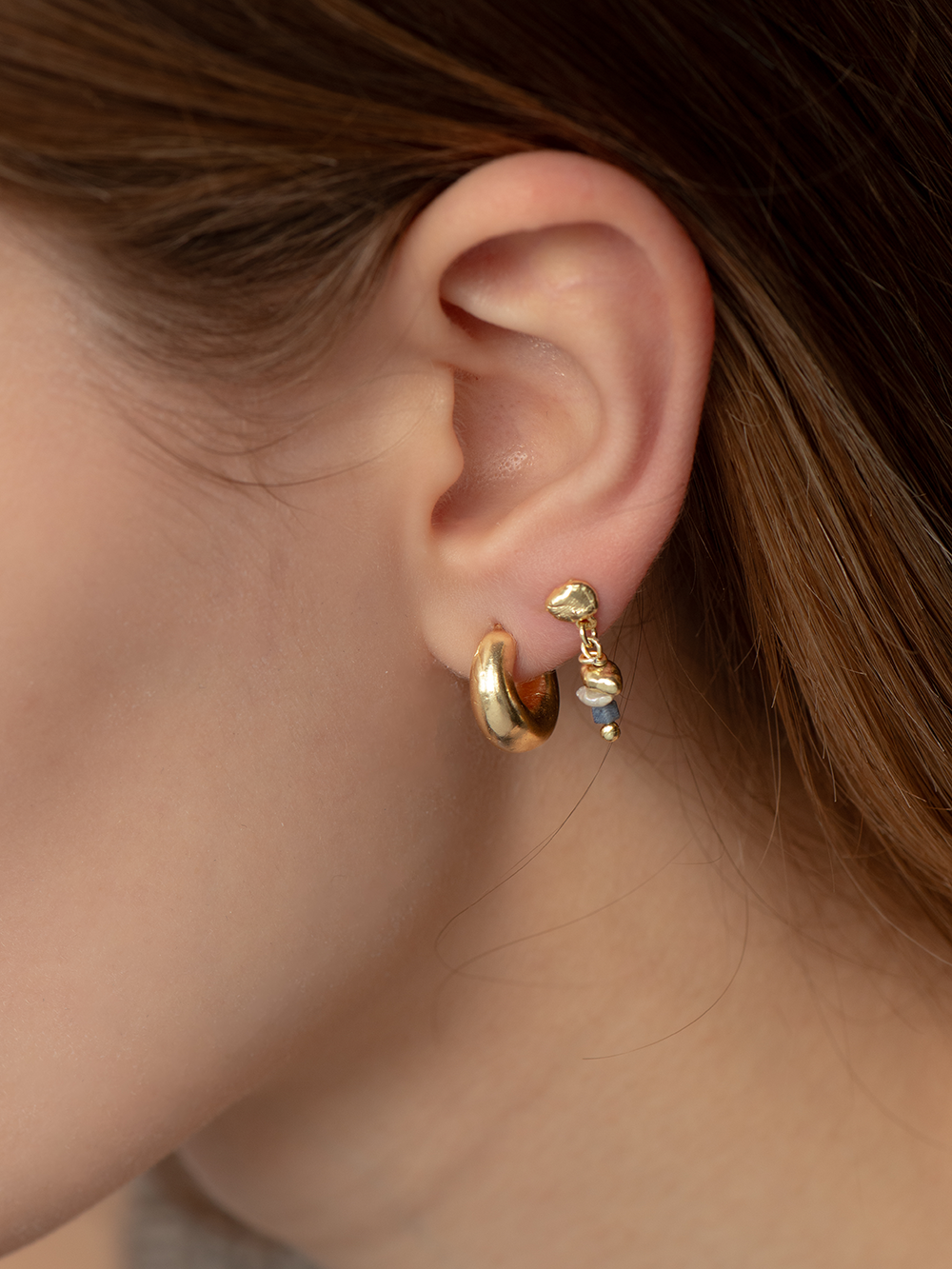 Island stud - Mixed | Gold Plated Silver