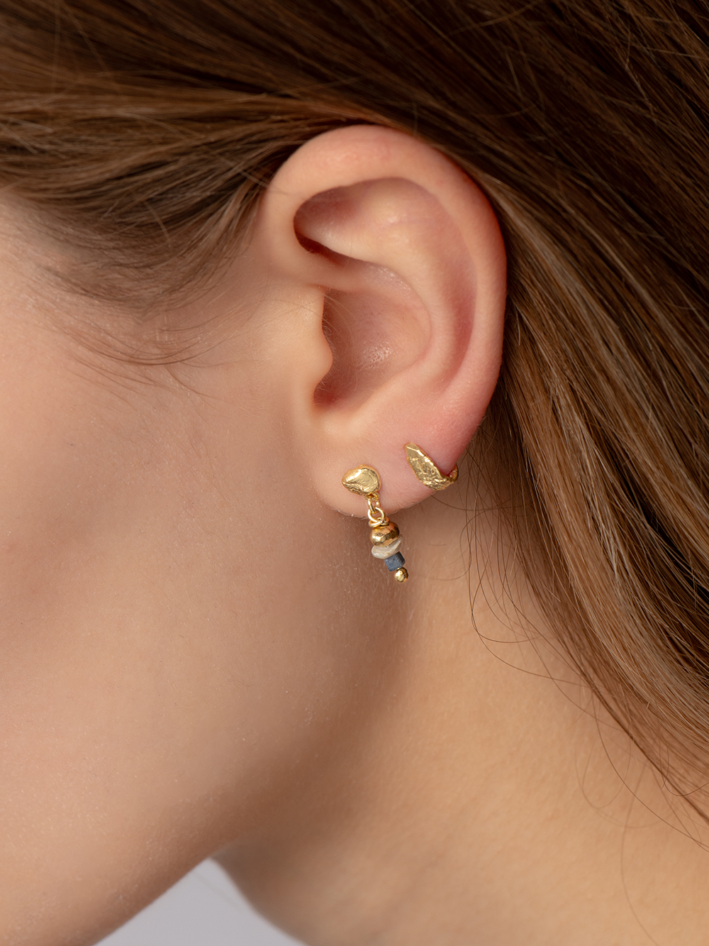 Island stud - Mixed | Gold Plated Silver