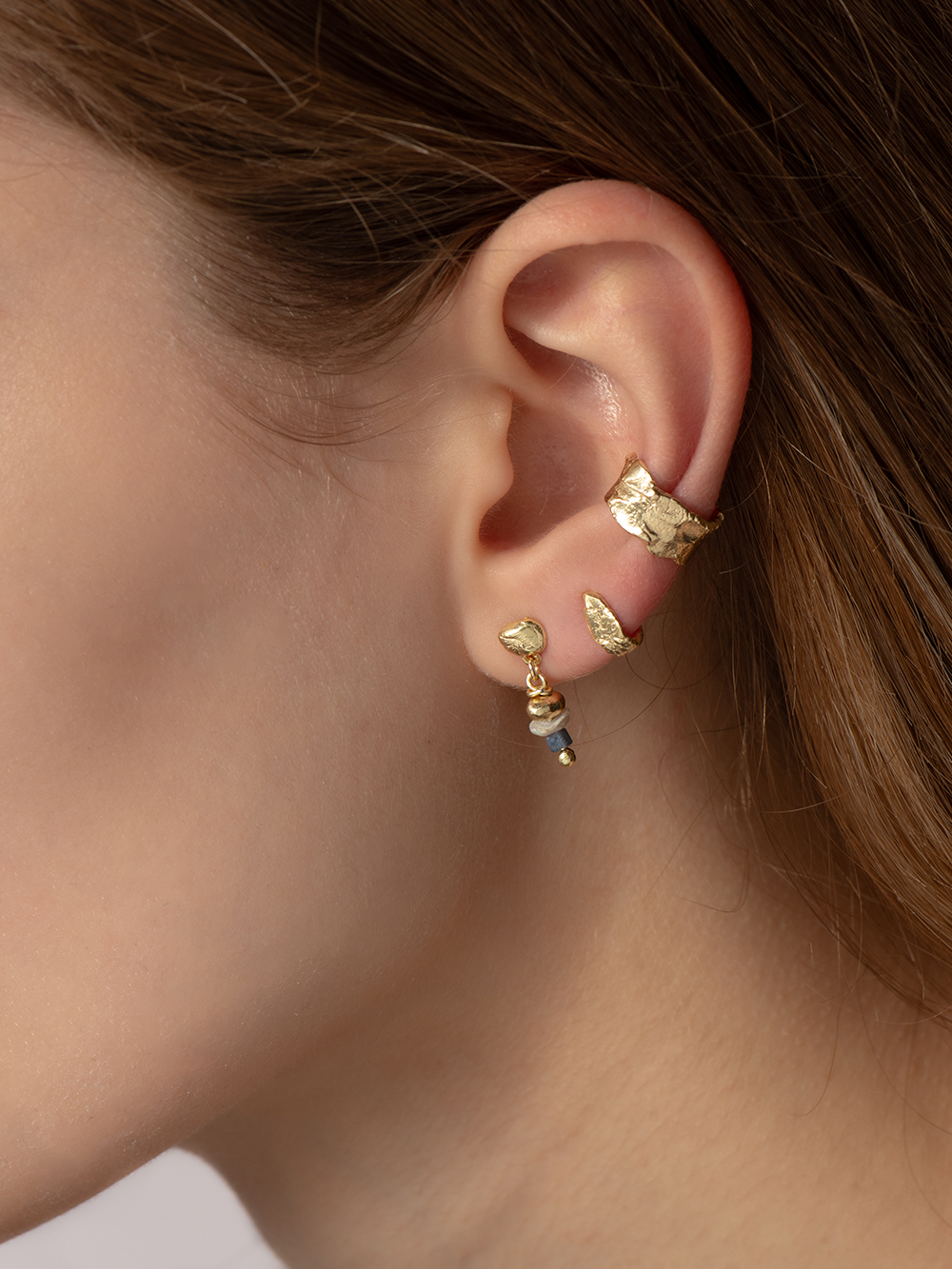 Island stud - Mixed | Gold Plated Silver