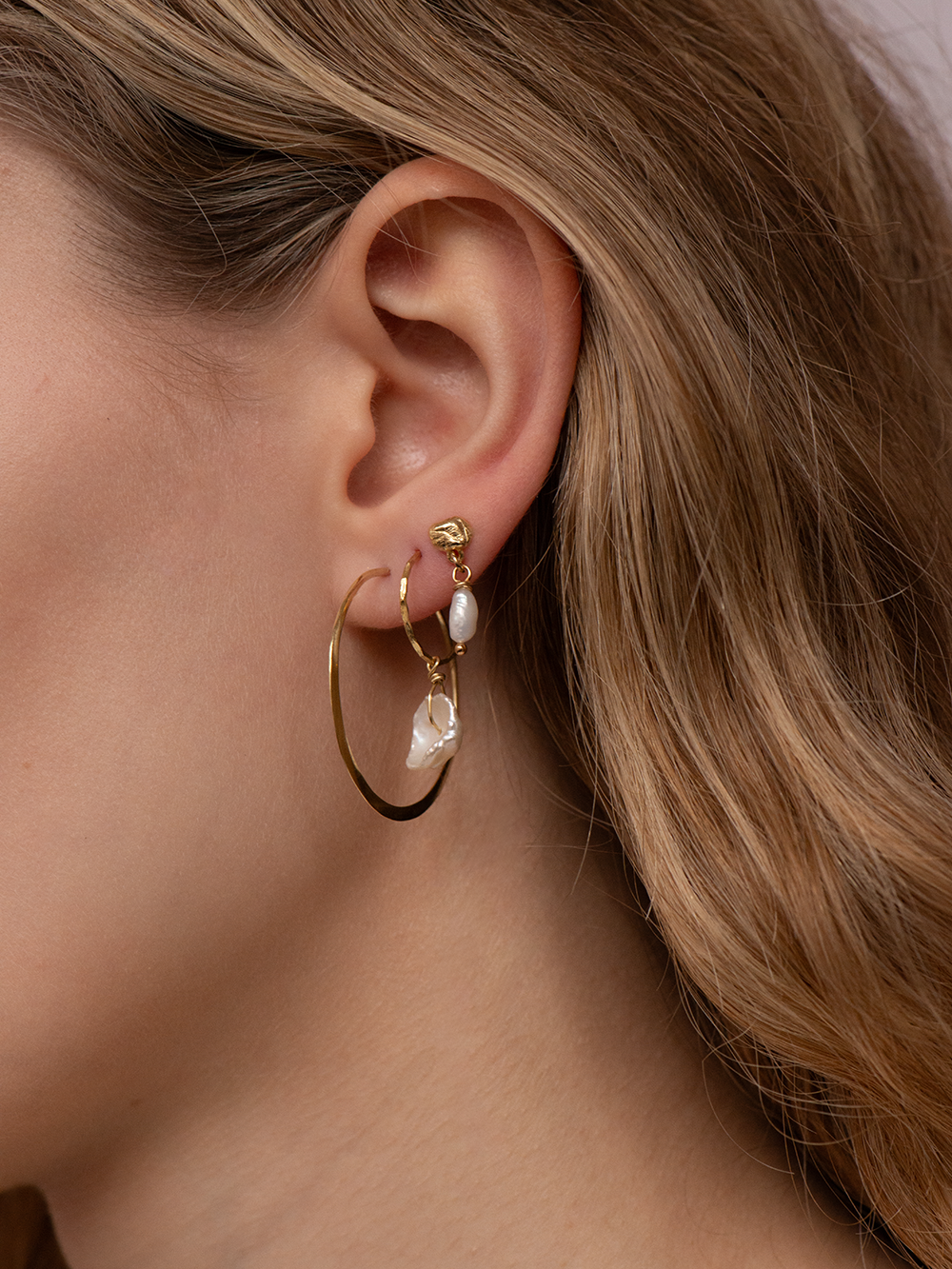 Island stud - Pearl | 14K Gold Plated