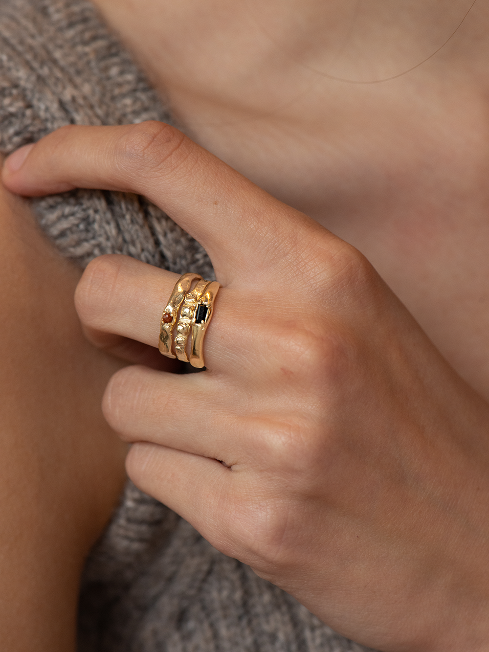 California - Onyx | Gold Plated Silver