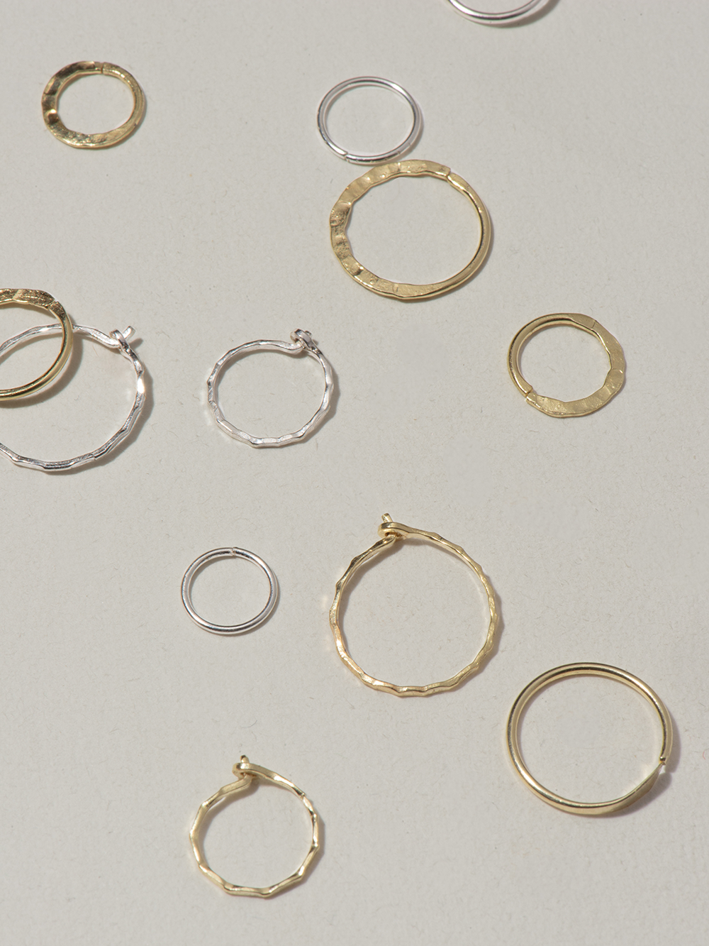 Hammered hoop | Gold Plated Silver