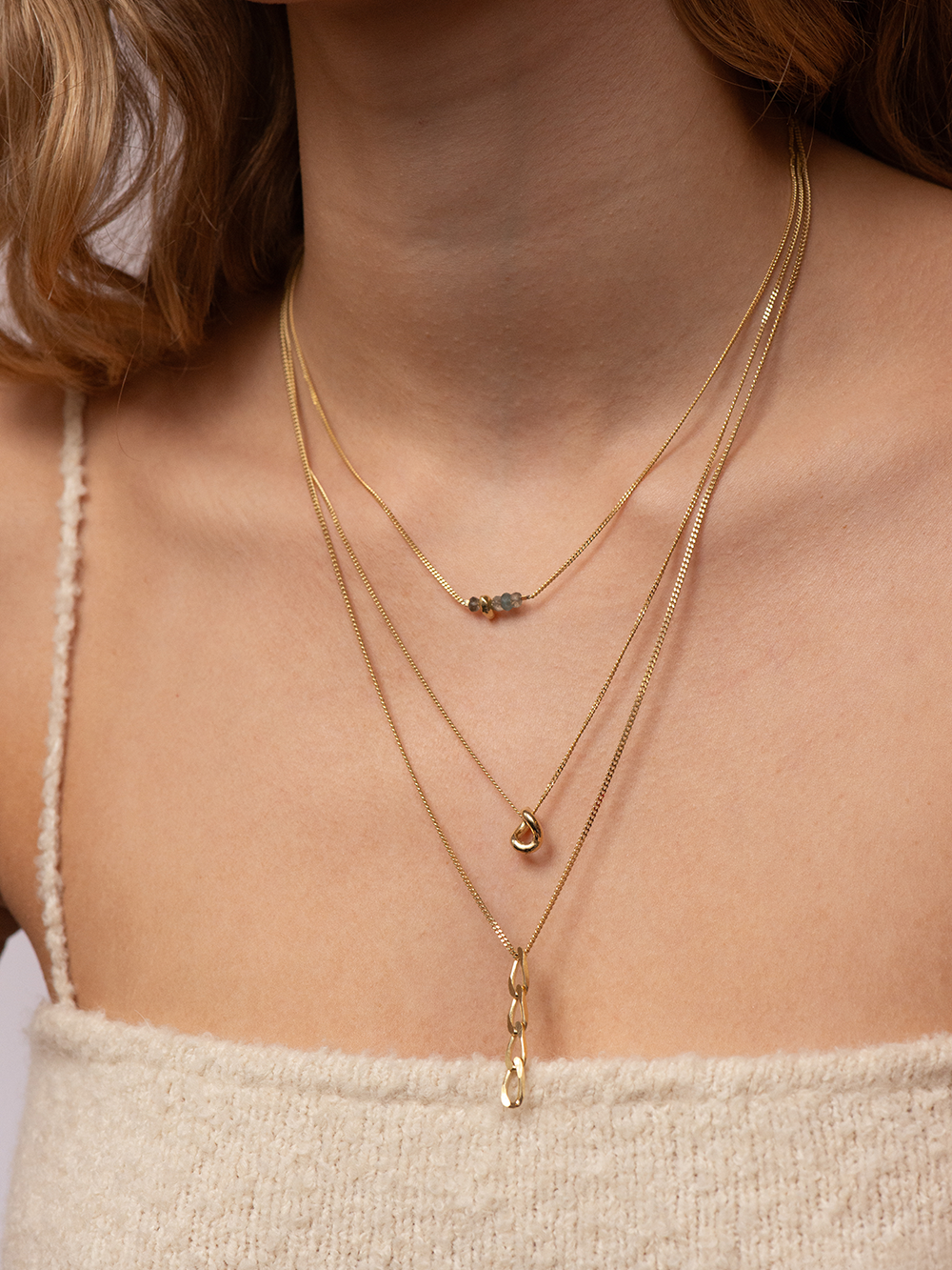 Keep going - Moss Aquamarine | Gold Plated Silver